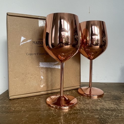 Copper finish wine glasses - finish, set