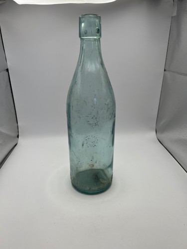 Vintage aqua glass bottle - glass,
