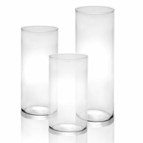 Glass candle cylinders set - glass,